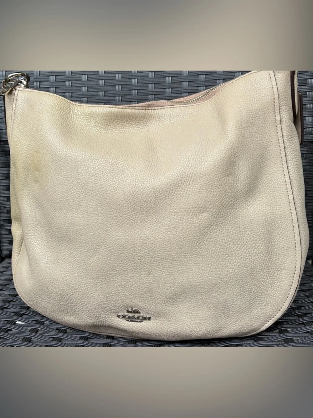 Coach Pebbled Leather Shoulder Bag in gray